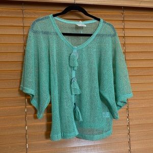 Gorgeous Noelle Fish Net Shimmery Aqua cover-up (OL)